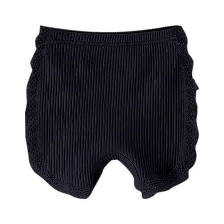 

Little Girls Insurance Summer Thin Style Underpants Layer Front Crotch Bottoming Shorts for Women Solid Color Black Pants
