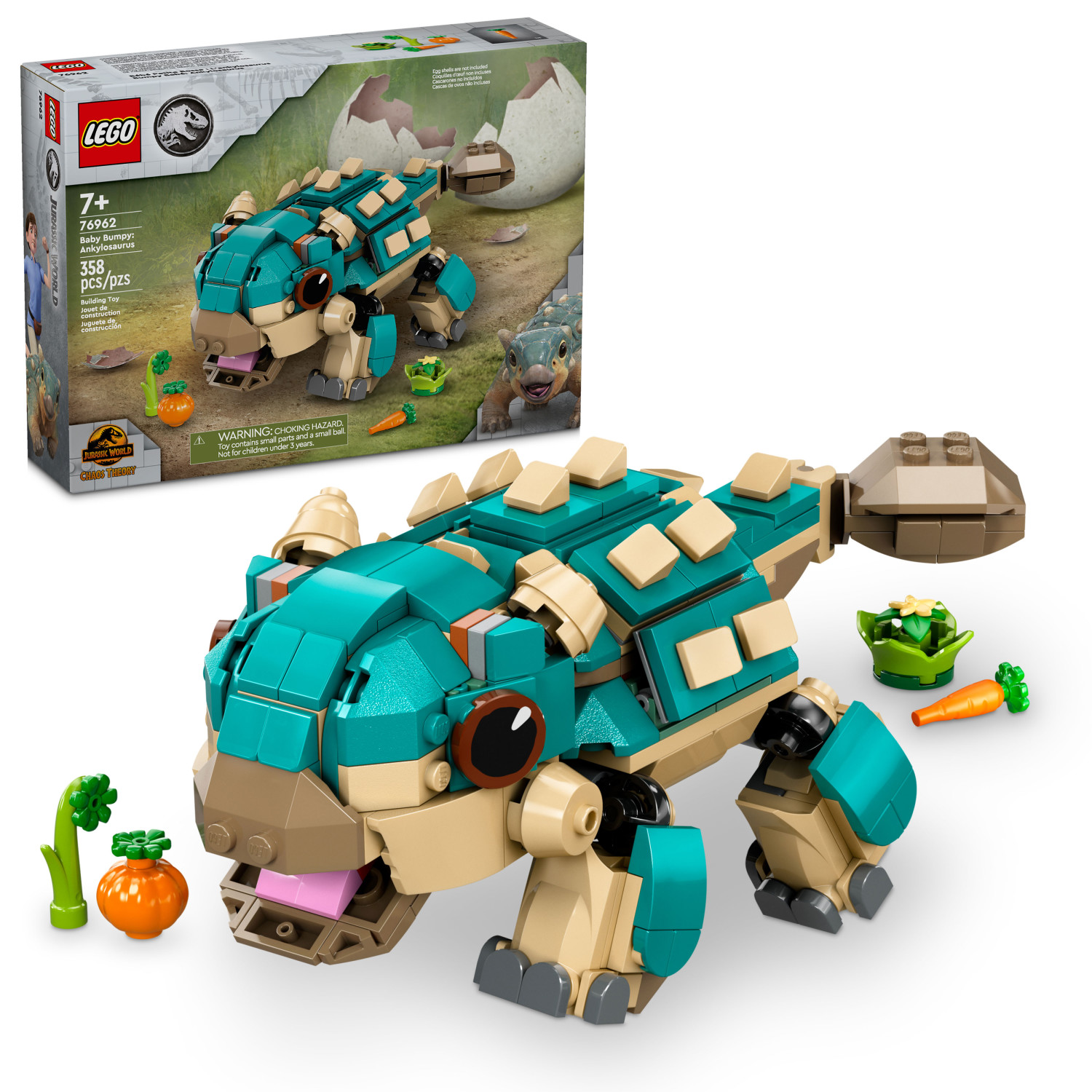 LEGO Jurassic World Baby Bumpy: Ankylosaurus - Dinosaur Toy for Kids Ages 7+ - Gift for Young Jurassic Park Fans & Animal Lovers, 76962