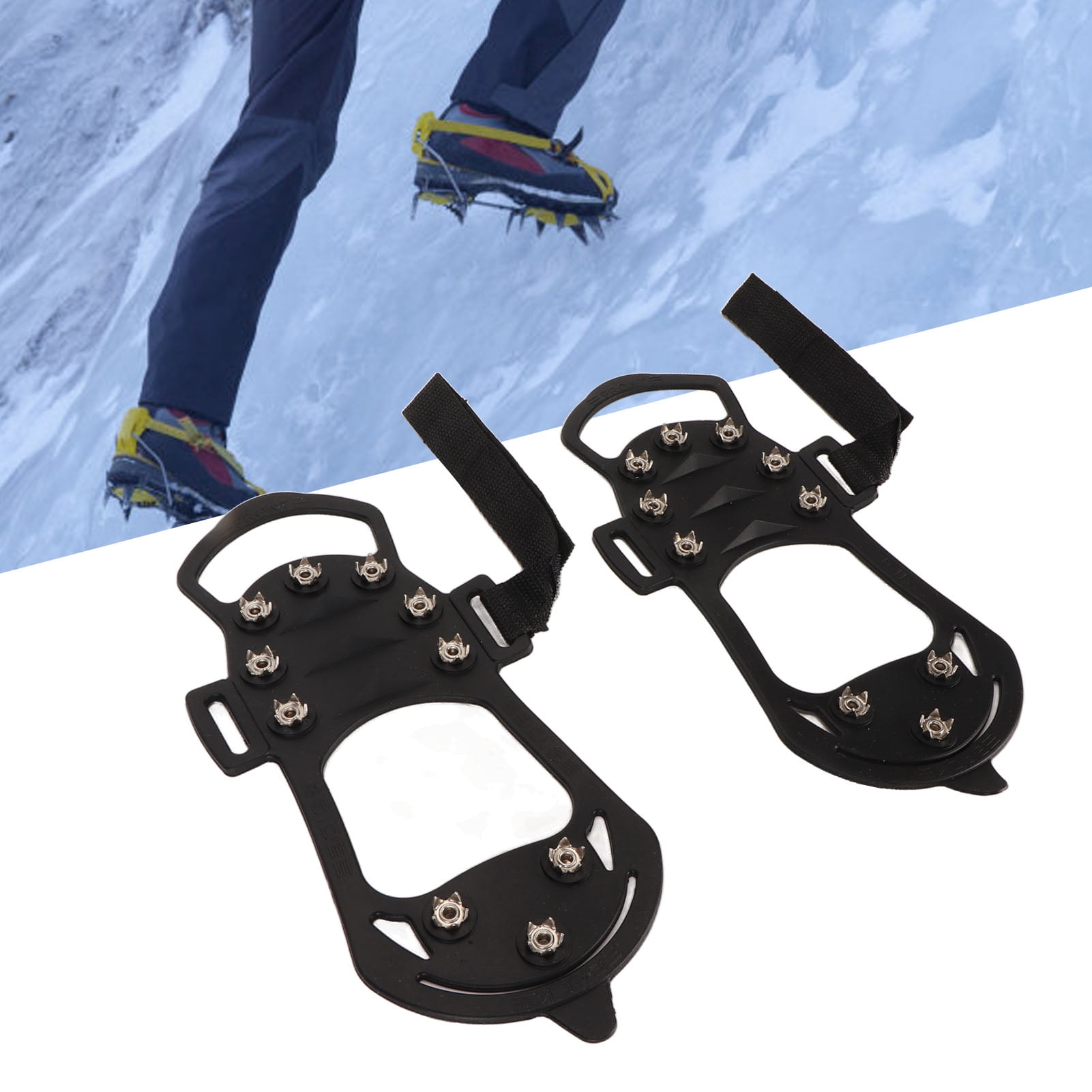 2 Paires Crampons Antidérapants Hiver - 10 Pointes Inox Par Semelle - Pour Randonnée, Glace, Neige - Taille S à XL