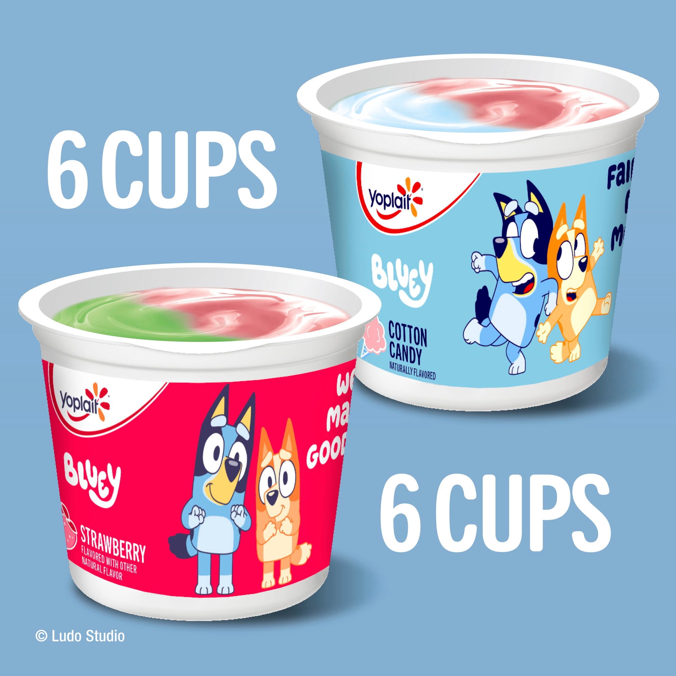 Yoplait Low Fat Kids Yogurt Cups, Bluey Variety Pack, Gluten Free, 12 Count, 48 oz