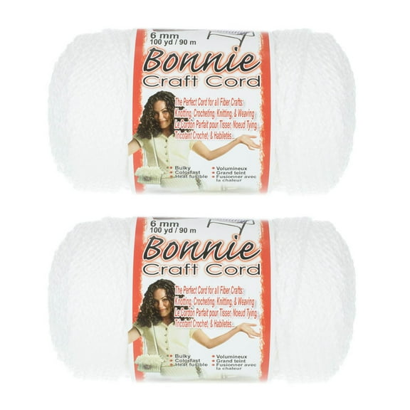 2 Pack Bonnie Macrame Cord - 6mm - 100 yd Lengths - Various Colors