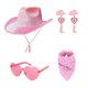 thumbnail image 1 of 4PCS Rolled up Brims Cowboy Hat&Heart Sunglasses+Kerchief+Earring Set for Woman Carnivals Photography Cowgirl Hat, 1 of 2