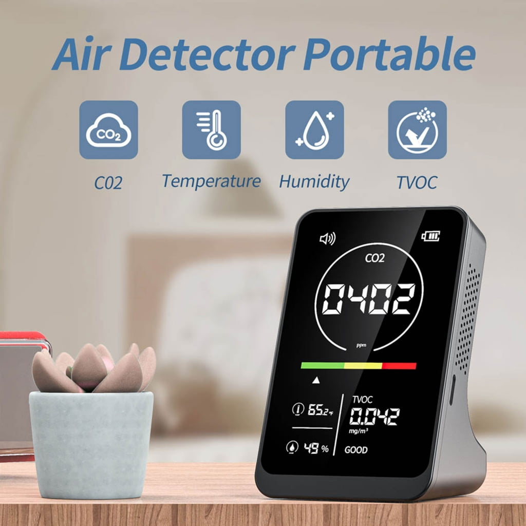 Air Quality Meter Carbon Dioxide Detector Temperature Humidity TVOC Detection