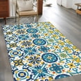 thumbnail image 2 of Rectangle Area Rugs 3 x 5 Ft, Modern Mediterranean Non-Slip Residential Carpet, Retro Moroccan Tiles Texture Vlue Yellow Indoor Crawling Mats Runner Rugs for Living Room/Dining Room/Bedroom, 2 of 8