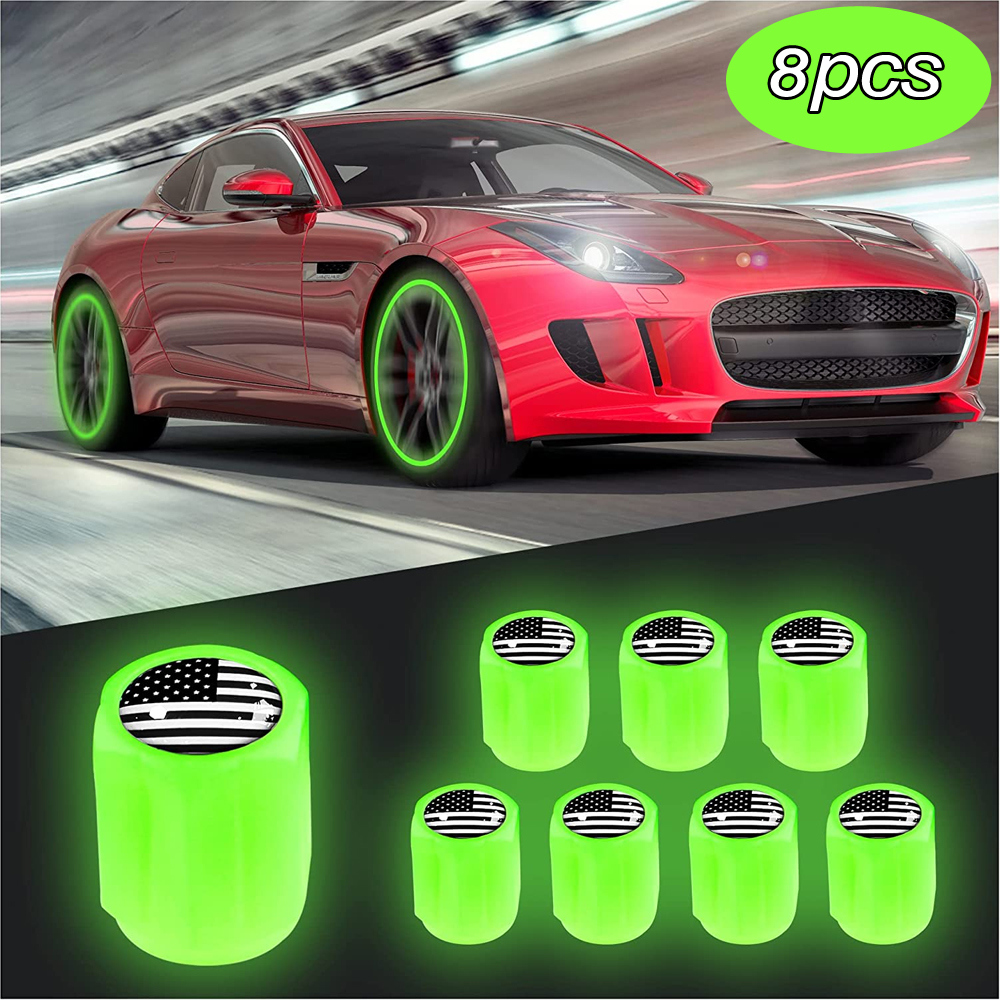Luminous Tire Valve Stem Caps Flag Car Skull Illuminated Wheel Valve