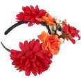 thumbnail image 3 of KAKOWELY Diadema de Halloween para el Día de los Muertos, diadema de esqueleto con flores artificiales para cosplay, accesorio para el cabello para fiesta de Halloween para mujer, 3 of 5