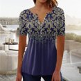 thumbnail image 2 of CEHVOM Mode Femme Décontractée Imprimé Col Rond Ample Manches Courtes T-shirt Haut Blouse Chandail Liquidation, 2 of 5