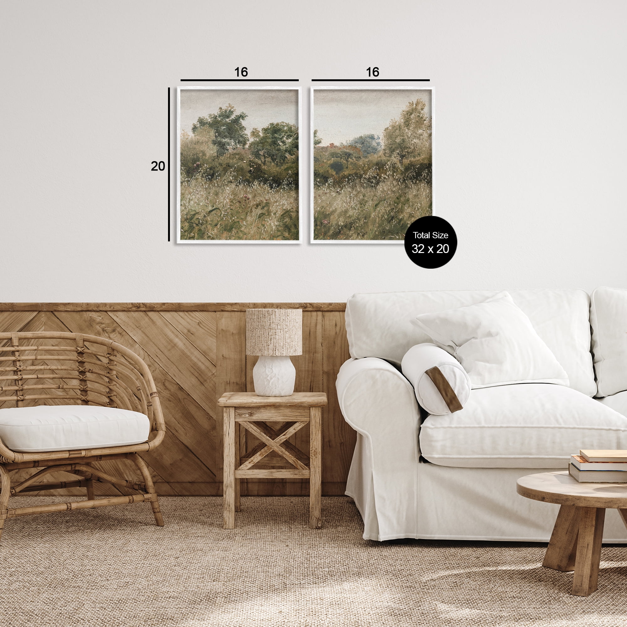 Rural Foliage Thicket 2 Piece White Framed Giclee Art Set, design by Lettered and Lined