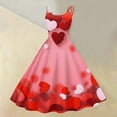 thumbnail image 2 of LWavelet 2026 Valentine's Brunch Outfit Must-Have Dress, Spaghetti Strap Heart Print Fitted Waist Flared Sundress Pink S, 2 of 4