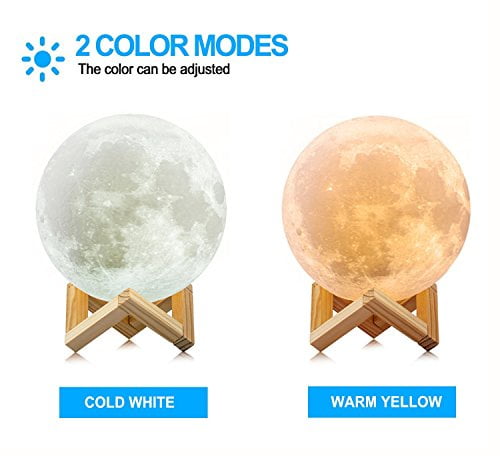Moon Lamp Warm White & Cool White TaoTronics 3D Printed Moon Light Night Light with 3 Color Modes Warm Touch Control Brightness Dimmable & USB Charging 15cm 