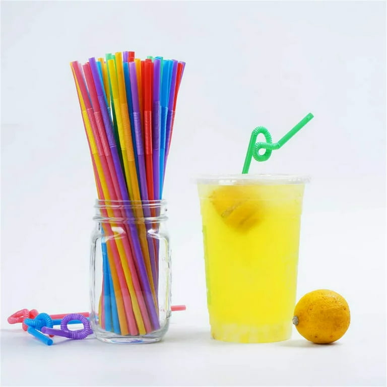 100Pcs 10.3 inch Colorful Extra Long Flexible Drinking Straws