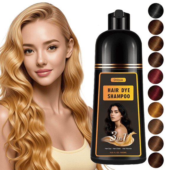 Hair Dye Shampoo Blonde Brown, 3 in 1 Long-Lasting Hair Coloring Shampoo with Herbal Ingredients, Instant Magic Hair Dye with Hair Masks, Easy Application Shampoo Para Canas for Women Men 16.9 Fl Oz