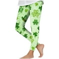 thumbnail image 2 of Avrnliq St. Patrick's Day Girls Leggings, Green Shamrock Leprechaun Print High-Waist Stretch Skin-Friendly Pants for Kids Aged 4-12,Size 4 T, 2 of 7