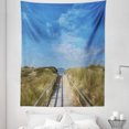 thumbnail image 1 of Beach Pathway Tapestry, Tranquil Beach Playa de a Lanzada Close to Grove Coast of Galicia Spain, Fabric Wall Hanging Decor for Bedroom Living Room Dorm, 5 Sizes, Blue Green Beige, by Ambesonne, 1 of 1
