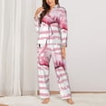 thumbnail image 3 of Kll Flamingo Print Women'S Long Sleeve Pajamas With Pants Sleepwear Loungewear 2 Set-Large, 3 of 9