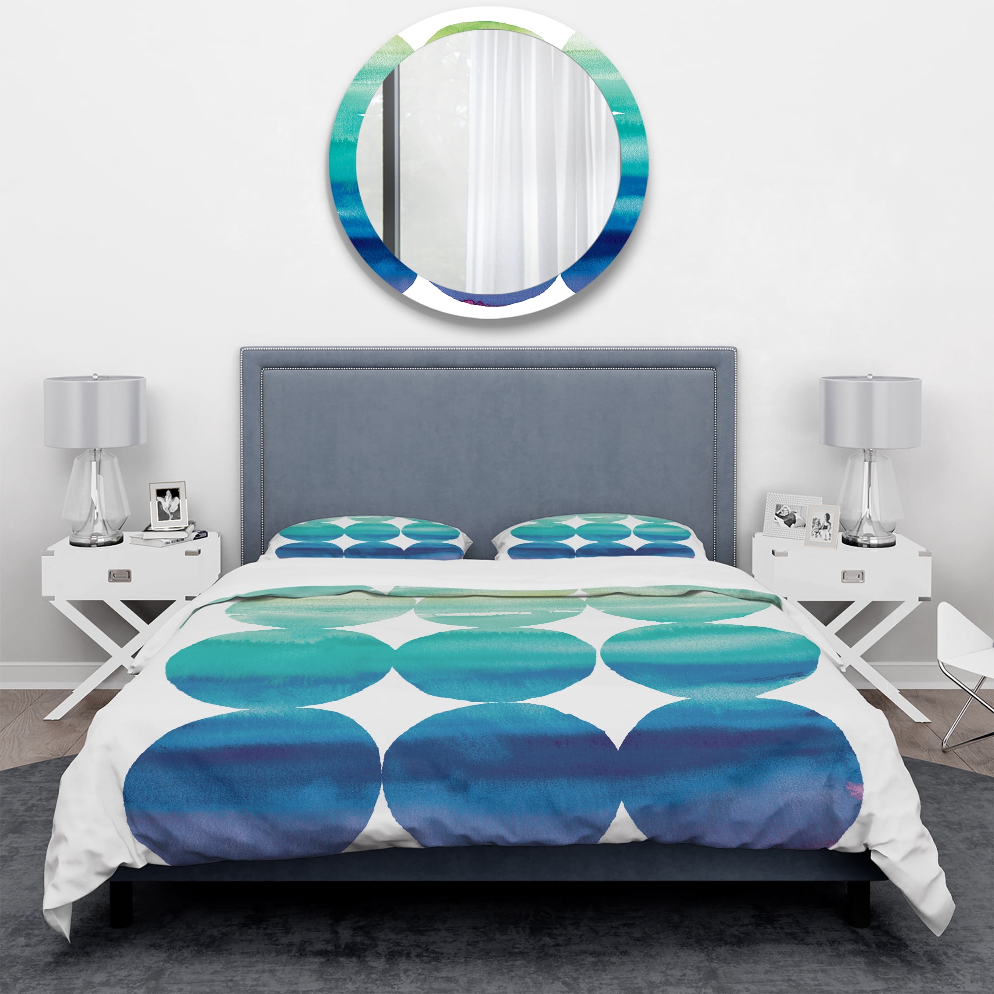 Designart 'Circle Abstract Blue Colorfields II' Geometric Duvet Cover Set