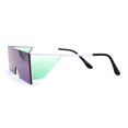 thumbnail image 3 of SA106 Mirrored 80s Retro Squared Rectangle Side Visor Robotic Sunglasses White Teal, 3 of 4