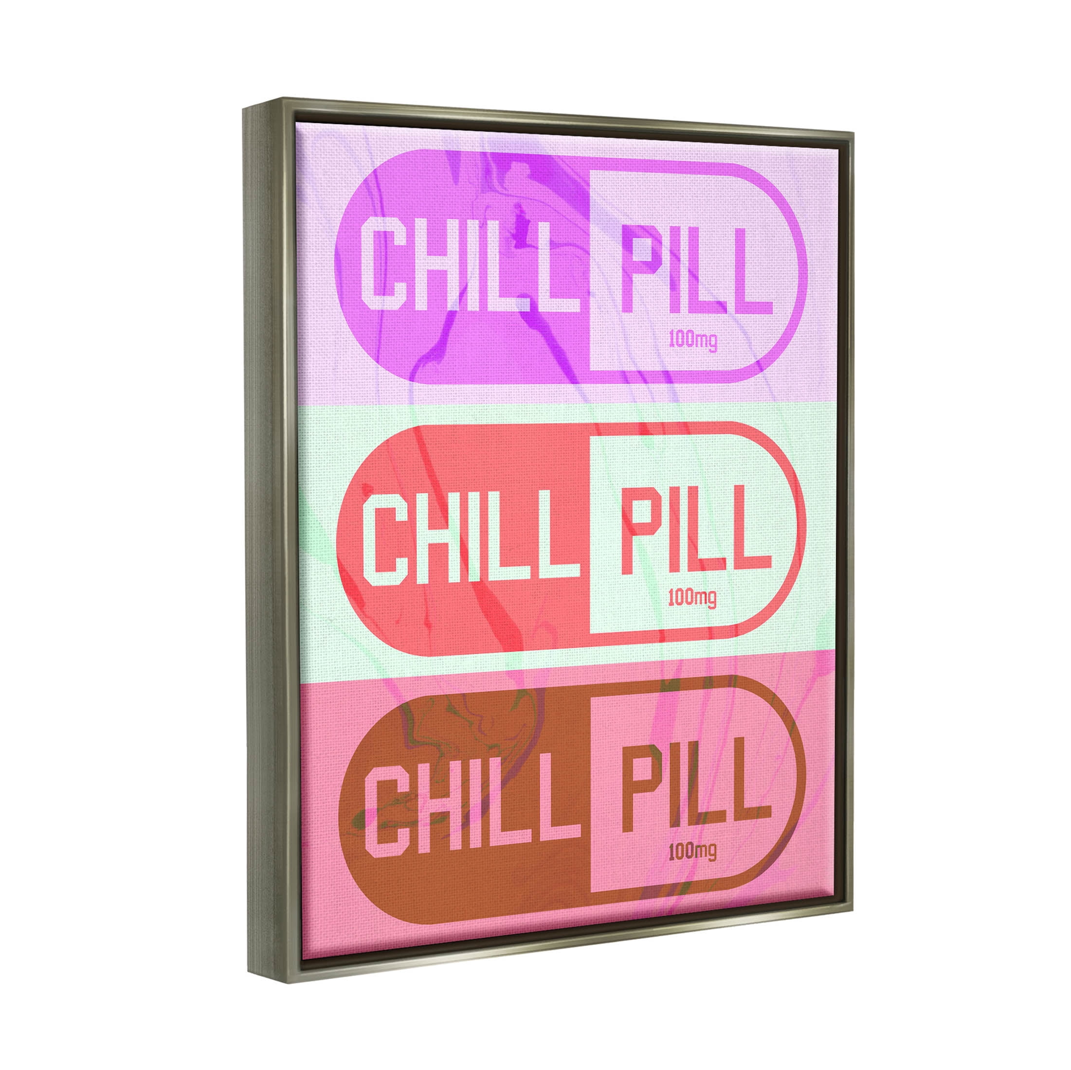 Stupell Industries Various Chill Pill Shapes Graphic Art Luster Gray Floating Framed Canvas Print Wall Art, Design by Daphne Polselli