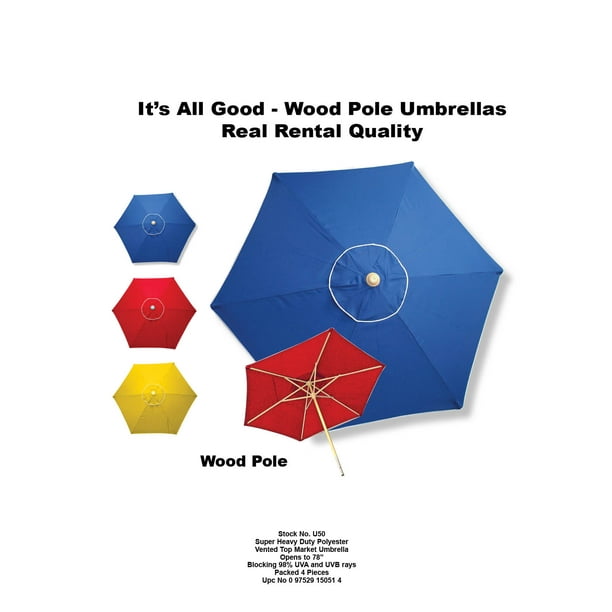 Surfgear 6 5 Wood Pole Beach Umbrella Walmart Com Walmart Com