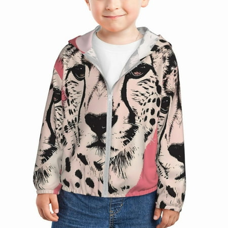 

Lukts Pink Cheetah Art Print Children s Long-Sleeved Sun Protection Clothing Hooded Sweatshirts for Boys and Girls Outdoor Sports-18 Months