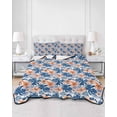 thumbnail image 3 of Blue Botanical Full Size Down Alternative Comforter, Lightweight Comforter Quilt Bedding Set with Pillow Shams Tropical Plants Summer Flowers All Seasons Bed Comforter Duvet Insert 78"x90", 3 of 7