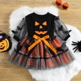 thumbnail image 2 of Toddler Baby Girl Halloween Outfit Pumpkin Bat Dress Long Sleeve Tulle Tutu Skirt Dresses Cute Fall Halloween Party Clothes, 2 of 7
