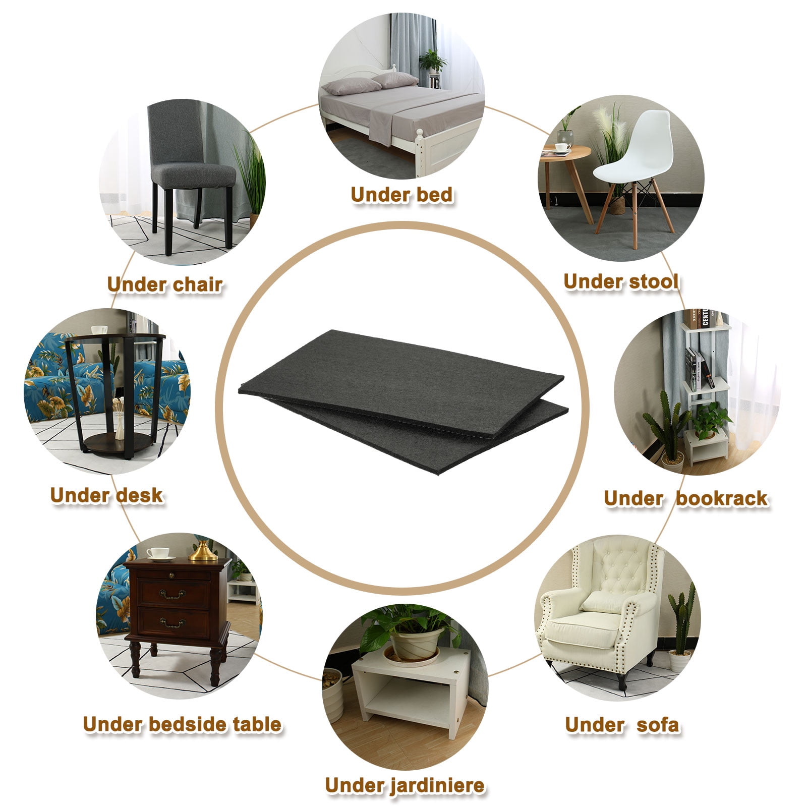 Felt Furniture Pads, 6Pack 11.02" x 7.87" Adhesive Backed Felt Non-slip Anti-scratch Chair Leg Protectors for Protecting Hardwood Floor, Black
