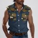 thumbnail image 4 of Camisas de Cuello para Hombres, Moda Casual Día de la Independencia Imprimir Turndown Bolsillos sin Mangas Tanque Deportivo, 4 of 5