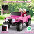 thumbnail image 5 of Gymax 2 Seater Ride On Truck Car 12V Licensed Toyota FJ40 RC w/ Laser Light & Music Pink, 5 of 10