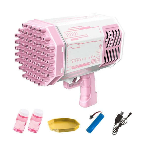 Máquina de burbujas eléctrica automática para niños, 69 agujeros, para exteriores, regalo de cumpleaños