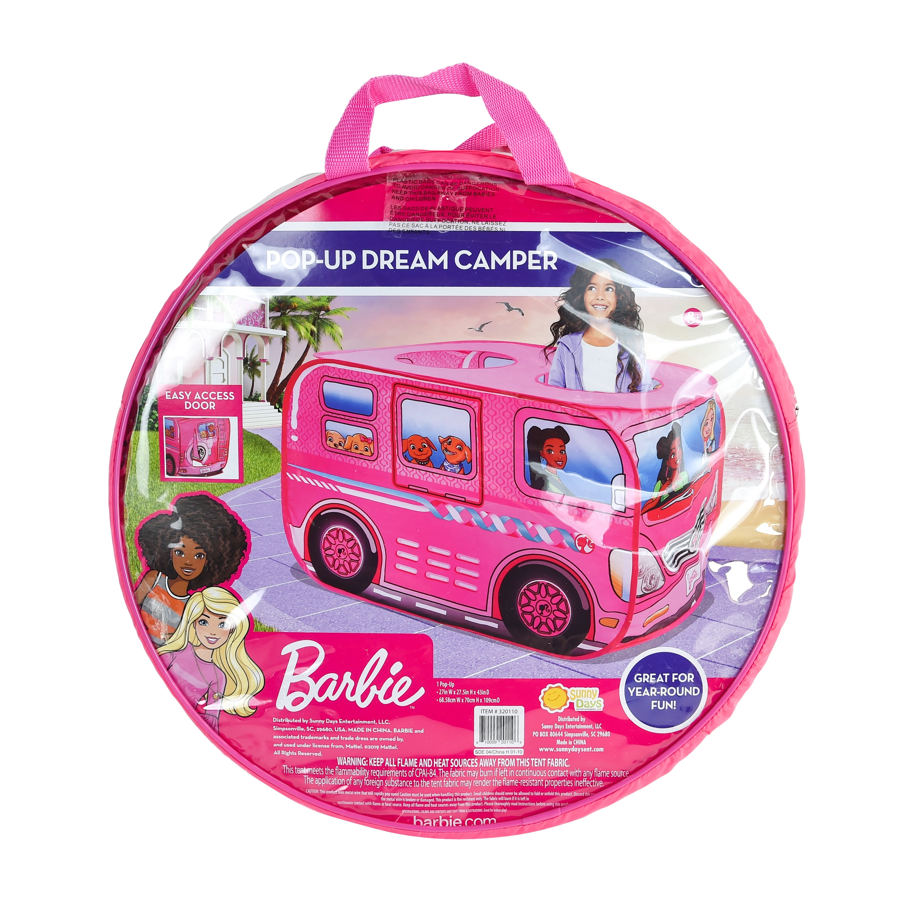 stijfheid Geslagen vrachtwagen JEP Barbie Dream Camper Pop-up Indoor Play Tent with Carrying Case, Strong  Polyester Material & Durable Stitching | Children 3+ Years - Walmart.com