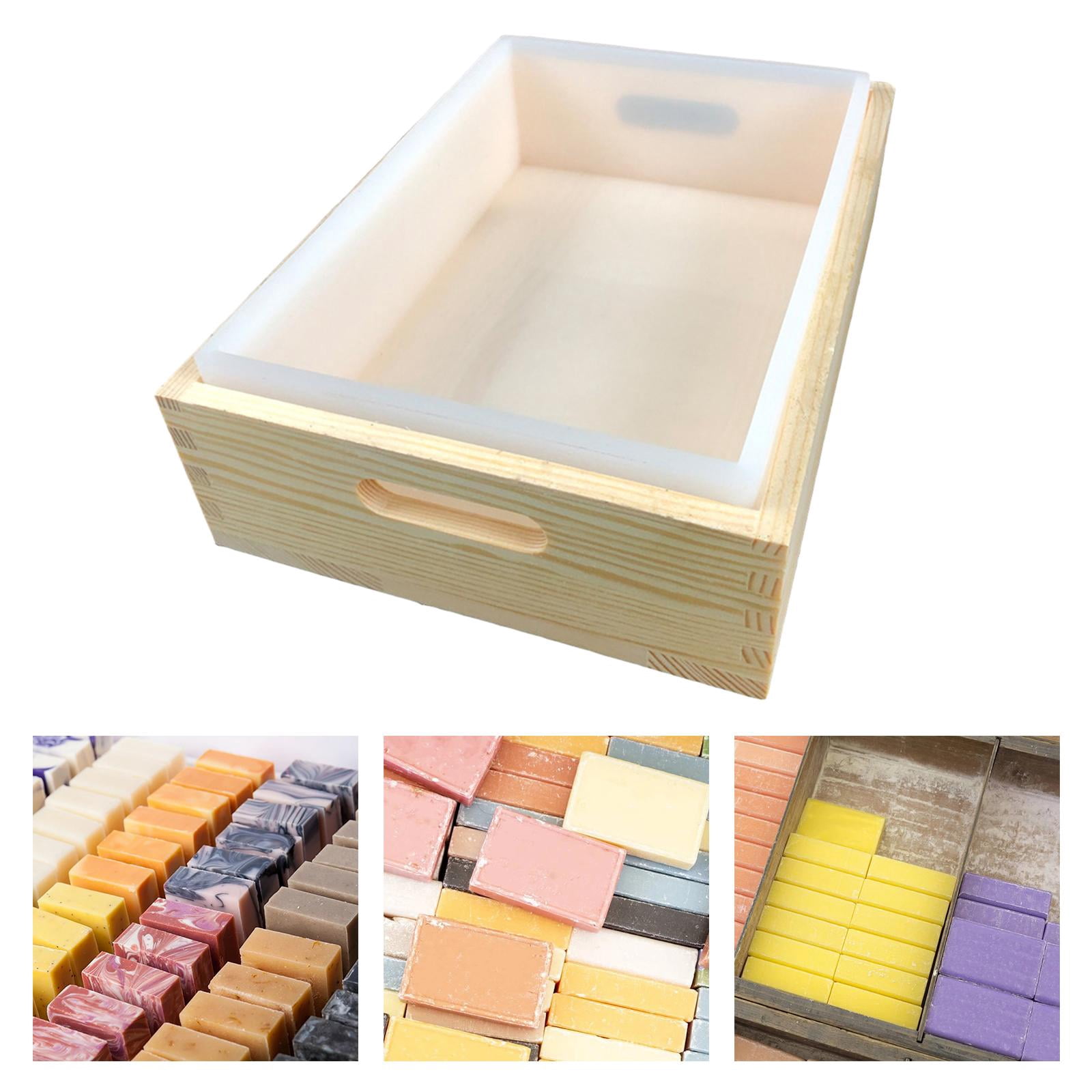 FVDPWYE Rectangle Silicone Soap Mold with Wood Box Handmade Soap Making Supplies 23ml Craft Cake Flexible Silicone Molds Soap Mould