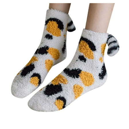 

JDEFEG Cotton Socks for Men Winter Cartoon Fuzzy Socks Comfy Gift Slipper Home Womens Thick Soft Warm Socks Mens Socks 6 9 F