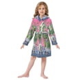 thumbnail image 6 of FORMRS Niños Bathrobe Unisex Hooded Robe Soft Plush Pajamas Sleepwear, Size 10-12T, White Vibrant Flowers, 6 of 7