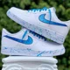 thumbnail image 2 of Ni&ke Air Force 1 Custom "Light Dark Blue Laces Outline" White Shoes Mens Womens, 2 of 6