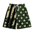 thumbnail image 5 of Chiccall Mens Independence Day Flag Printed Shorts Plus Size Elastic Waist Drawstring Summer Beach Swim Trunks with Pockets Army Green, 5 of 5