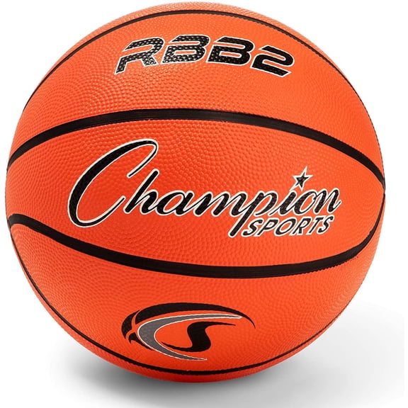 Champion Sports Rubber Junior Basketball, Heavy Duty - Pro-Style Basketballs, and Sizes - Premium Basketball Equipment, Indoor Outdoor - Physical Education Supplies (Size 5, Orange)