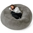 thumbnail image 2 of LSLJS Bean Bag Chair Cover (No Filler, Cover only), Big Round Plush Velvet Lazy Sofa Bed Cover Stuffed Animal Storage Soft Washable Bean Bag Bed Cover for Organizing Plush Toys or Textile(71x35.4inch), 2 of 6