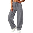 thumbnail image 5 of Naotn Women Wide Leg Sweatpants Casual Baggy Drawstring Elastic Waist Sweat Pants Soft Running Walking Pants Dark Gray S, 5 of 7