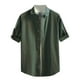 thumbnail image 2 of Blusa y camisa de manga corta con cuello alto para hombre, informal, de color liso, con botones y bolsillo, de poliéster., 2 of 3