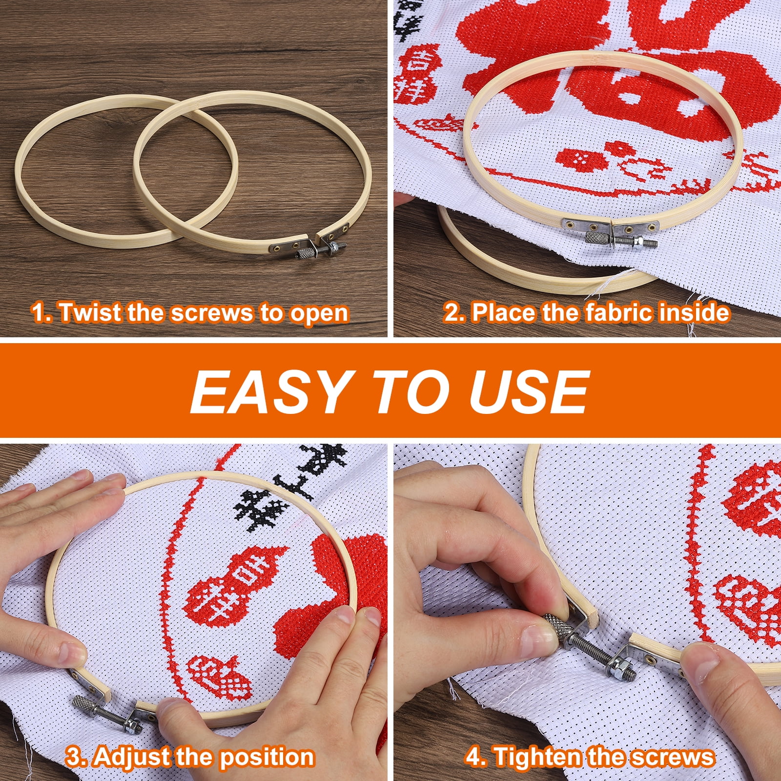 7inch Embroidery Hoop, 6pcs Cross Stitch Hoop Bamboo Wood Circle Frame Ring for Embroidery Art Craft Sewing Ornaments Hanging Decoration