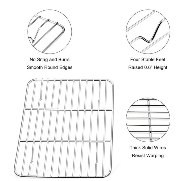 Cooling Rack, Stainless Steel Cooking Rack For Cooling Baking Baking Grill  Drying, Rectangular Grid 11.82*9.06*0.6 Inch, Suitable For Oven And  Dishwasher 1PC 