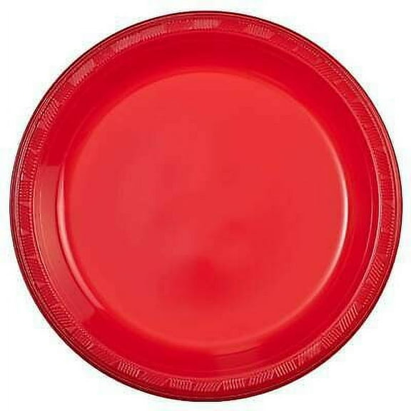 Hanna K. Signature Reusable Plastic Plates Red For All Parties 9" 50 Count