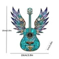 thumbnail image 3 of Bohemian Guitar Winged Dreamcatcher Hanging Ornament Stained Glass Style Resin Art Home Wall Decor Decorative Desktop Statue Accent for Anniversary Holiday Gifting Blue Turquoise, 3 of 7