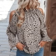 thumbnail image 5 of LEAVINGSUO Long Sleeve Shirts for Women, Fall Womens Tops Womens Summer Casual Floral Printing Round Neck Long Sleeve Off Shoulder Tops Loose Blouses, 5 of 7