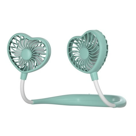 

Heart Shaped Neck Fan Portable - Neck Hanging Fan USB Charging Hand Free - Personal Mini Sport Neckband Fan Rechargeable for Cooking Sports Travel Outdoor Office No Light Green
