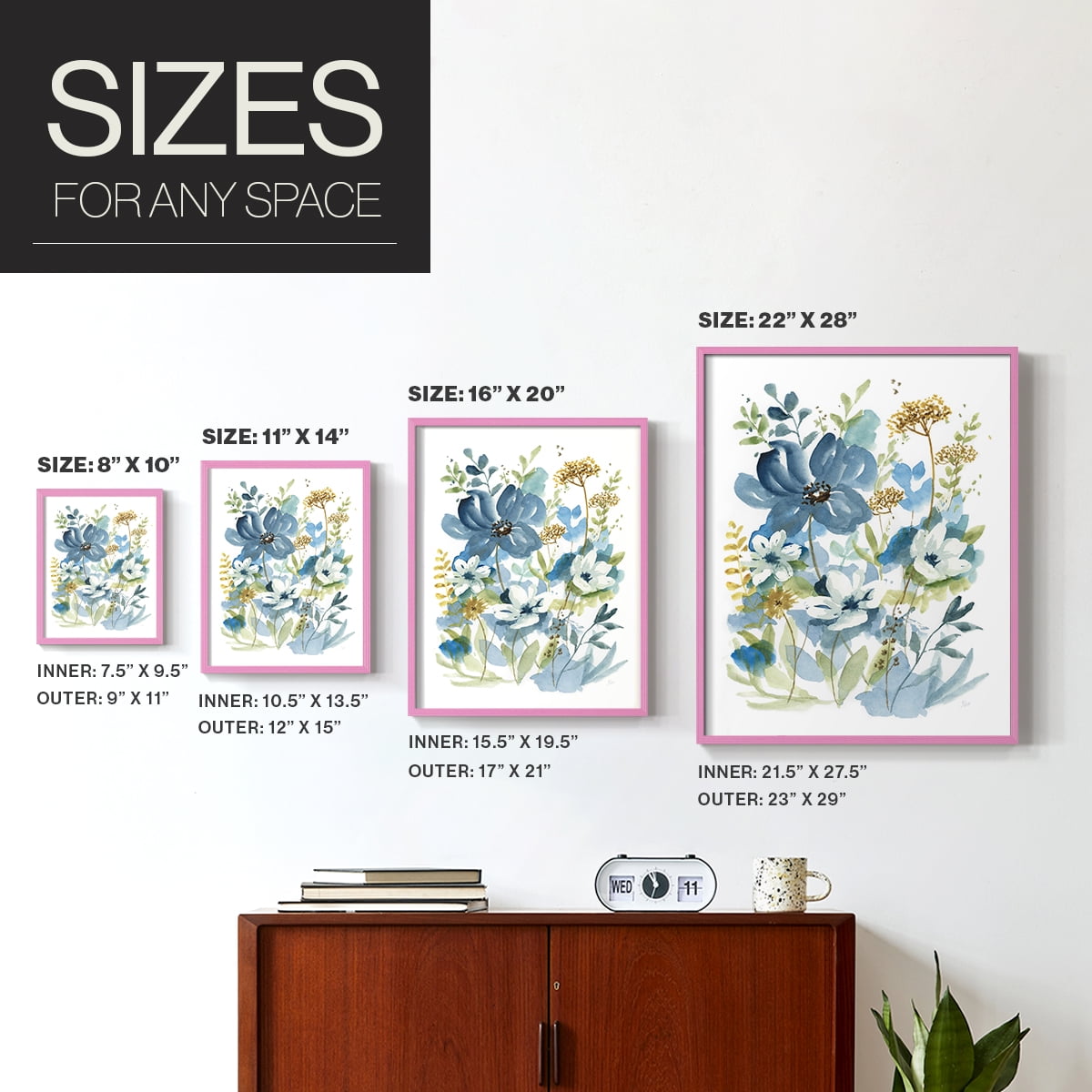 Wild Medley I Framed Print in Pink Solid Wood 11 x 14 Framed Print