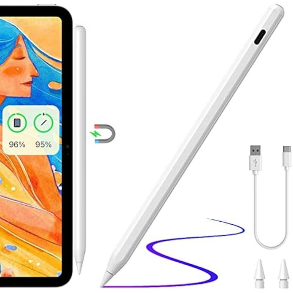 LinQingQ Stylus Pen for iPad with Wireless Charging - iPad Pencil Almost as Apple Pencil 2nd Generation Compatible with iPad Air 5/4, iPad Mini 6, iPad Pro 11" 3/2/1, iPad Pro 12.9" 6/5/4/3 (White)