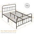 FHWMMZZ Full Size Victorian Style Metal Bed Frame with Headboard