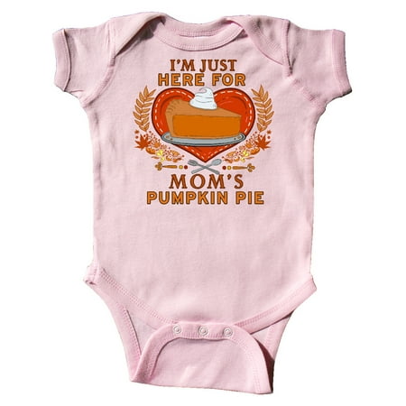 

Inktastic I m Just Here for Mom s Pumpkin Pie with Heart and Leaves Gift Baby Boy or Baby Girl Bodysuit